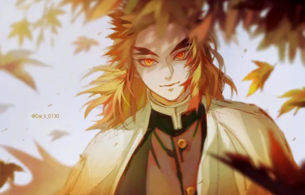 Листья, парень, Kimetsu no Yaiba, Kyoujurou Rengoku, dal li 0130