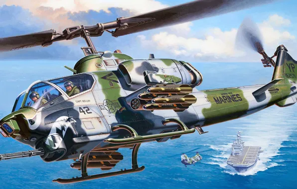 Картинка США, Super Cobra, Корпус морской пехоты, United States Marine Corps, USMC, КМП, AH-1W, Bell Helicopter