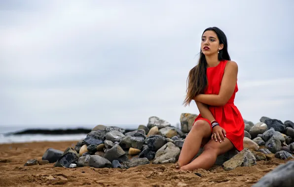 Море, девушка, берег, Diana Castro