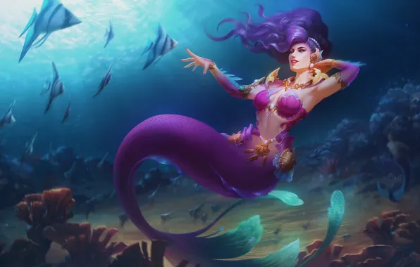 Море, русалка, фэнтези, арт, Jon Neimeister, Sea Nymph Sol