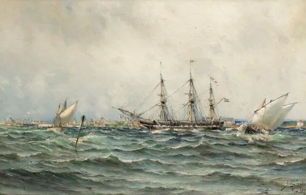 Картинка 1844, Море и корабли, Пейзаж морской, fullsize, Герман Густав аф Силлен