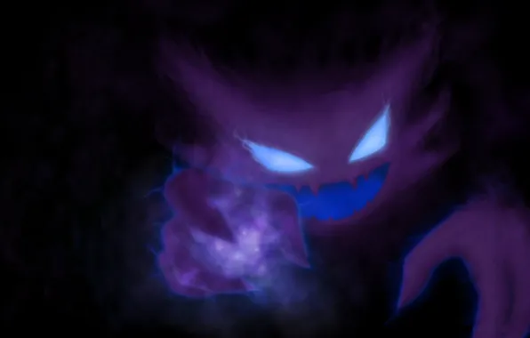 Монстр, пасть, когти, злой, ужас, покемон, Pokemon, Haunter