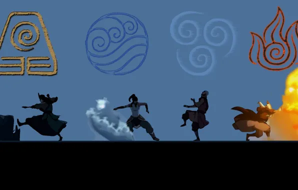 Картинка вода, огонь, земля, стихия, воздух, аватар, avatar, The legend of Korra