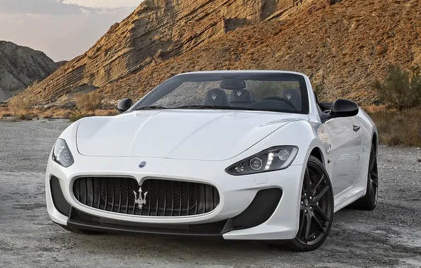 Картинка фары, Maserati, white, передок, GranCabrio