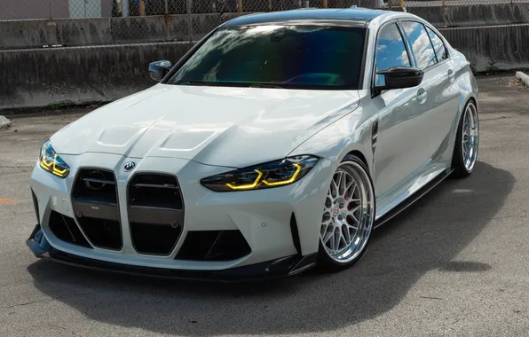 BMW, Grey, BMW M3, Sedan, Yellow Light