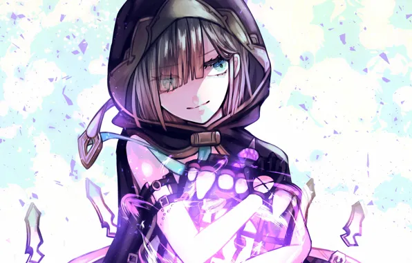 Девушка, осколки, фон, плащ, Gretel, Sinoalice