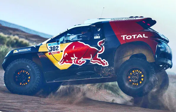 Песок, 2008, Спорт, Скорость, Гонка, Peugeot, Фары, Red Bull
