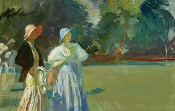 Девушки, картина, Альфред Джеймс Маннингс, Alfred James Munnings, Эскот