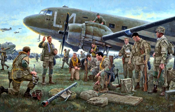 США, Douglas, Airborne, Десантники, WWII, C-47, 101st Airborne Division