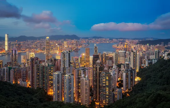 Картинка Гонконг, мегаполис, skyline, Hong Kong, Сянган