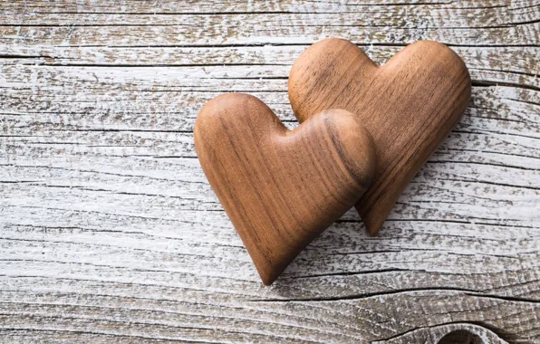 Сердечки, love, wood, romantic, hearts, wooden, valentine's day
