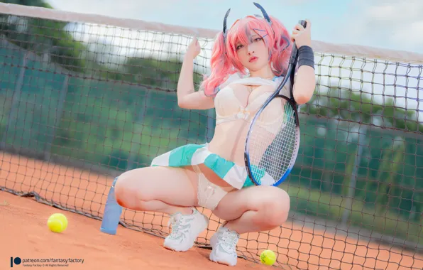 Lingerie, Asian, model, women, cosplay, video games, spread legs, squatting