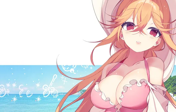 Girl, sexy, cleavage, long hair, boobs, anime, beautiful, pretty