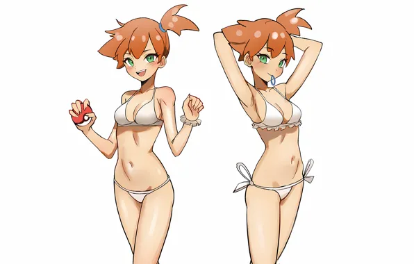 Girl, sexy, Misty, cleavage, green eyes, boobs, anime, beautiful