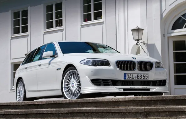 Машина, здание, окна, BMW, фонарь, белый цвет, белый кузов