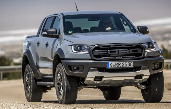 Картинка серый, Ford, защита, спереди, Raptor, пикап, Ranger, на дороге