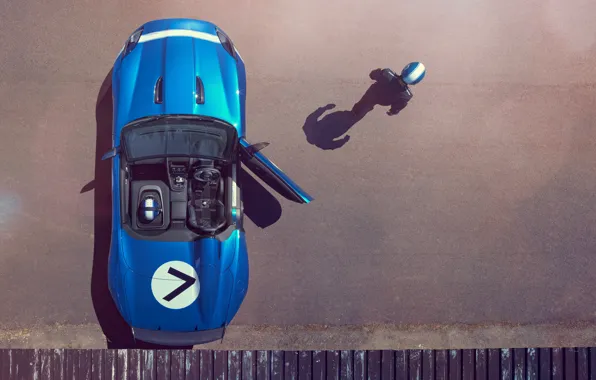 Картинка машина, Concept, синий, Jaguar, дверь, водитель, пилот, вид сверху