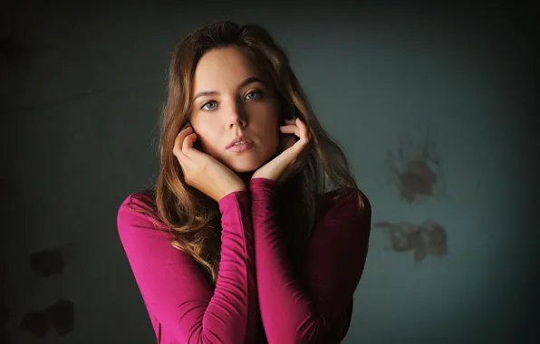 Model, Blue Eyes, Katya Clover, Sensual Gaze, Head In Hands