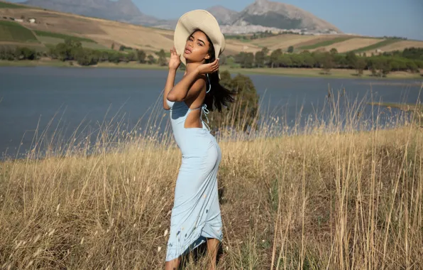 Field, nature, Lupe, lake, model, countryside, gorgeous, photoshoot