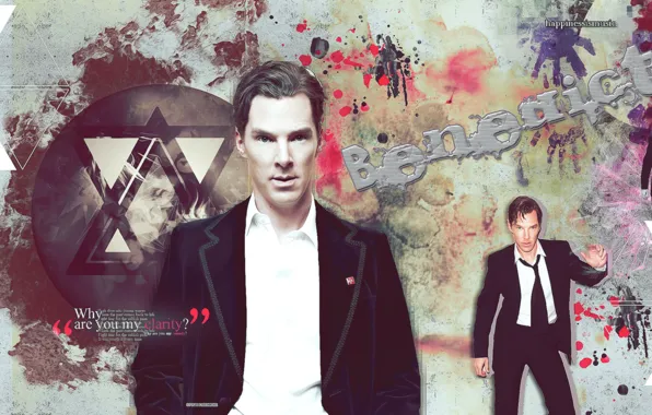 Абстракция, коллаж, мужчина, причёска, Бенедикт Камбербэтч, Benedict Cumberbatch, британский актер, чёрный костюм