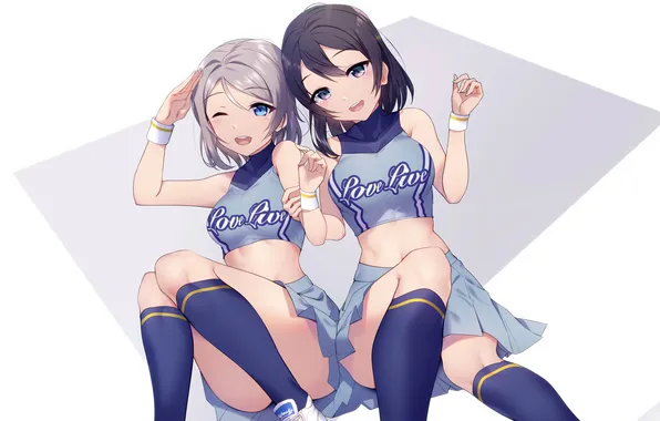 Sexy, blouse, legs, girls, boobs, anime, blue eyes, beautiful