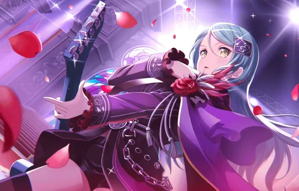 Девушка, роза, гитара, BanG Dream!