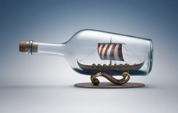 Картинка стекло, корабль, бутылка, парусник, пробка, подставка, викингов