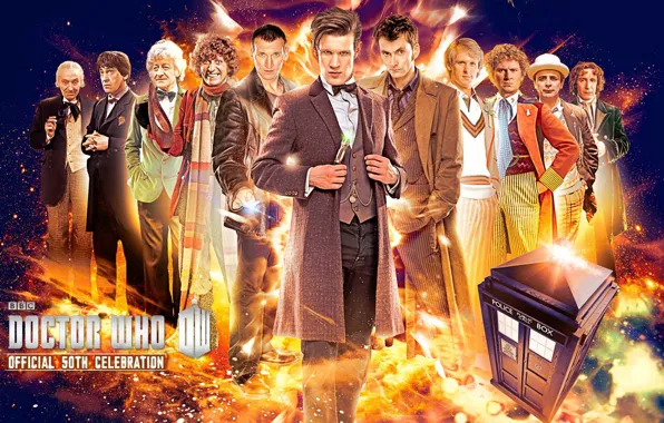 Картинка взгляд, улыбка, фантастика, лица, сериал, актеры, Doctor Who, мужчины