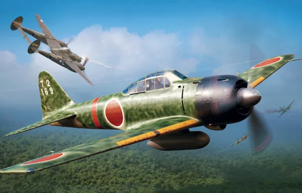 Япония, истребитель, палубный, IJN, Mitsubishi A6M Zero, Piotr Forkasiewicz, A6M3 Zero Type 32