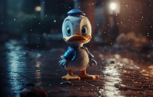 Картинка rain, cute, donald duck, disney/