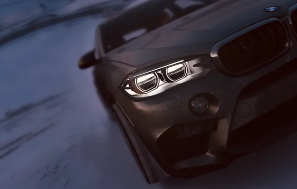 HDR, BMW, Winter, X6M, Mountain, Lights, Snow, Game