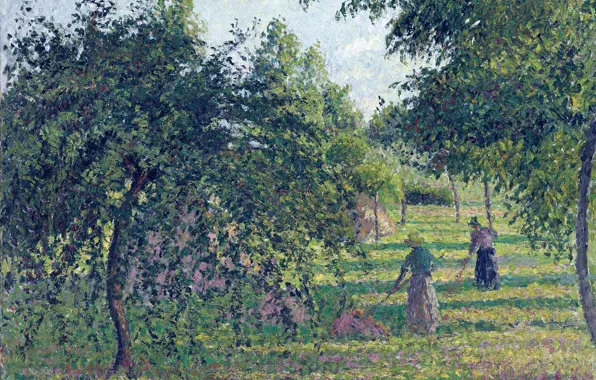 Картинка пейзаж, картина, сад, Камиль Писсарро, Яблони в Эраньи