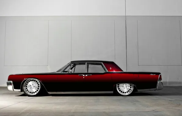 Lincoln, Continental, бардовый, вид сбоку, ретрокар, на хроме
