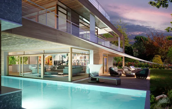 Pool, Switzerland, villa, luxury, living space
