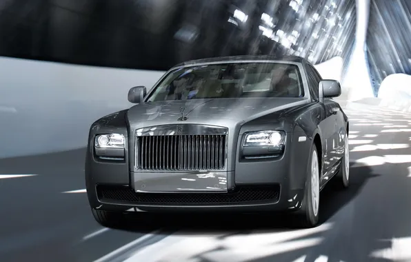 Картинка Дорога, Rolls-Royce, Машина, Серый, Движение, Car, Ghost, Автомобиль