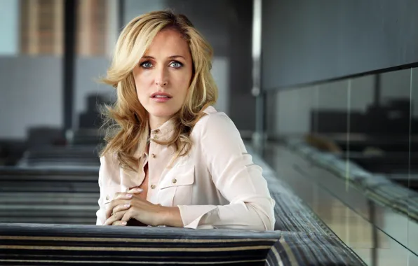 Взгляд, девушка, блондинка, губы, родинка, The X-Files, Gillian Anderson