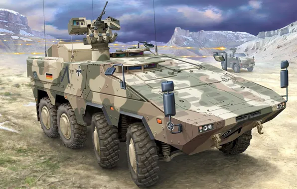 Рисунок, арт, Boxer, бронетранспортёр, GTK, Dingo ATF, Gepanzerte Transport Kraftfahrzeug