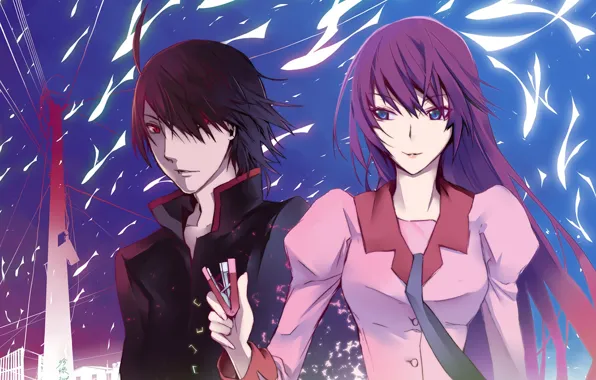 Аниме, арт, двое, Bakemonogatari