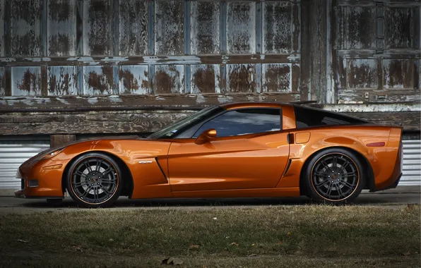 Картинка оранжевый, чёрные, профиль, wheels, corvette, шевроле, диски, black