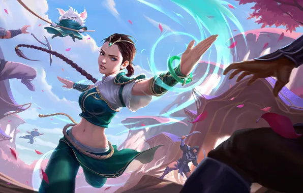 Девушка, персонажи, зверёк, Ionia, Legends of Runeterra