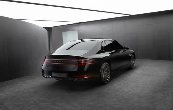 Картинка черный, седан, Black, Genesis, Genesis G90, 2024