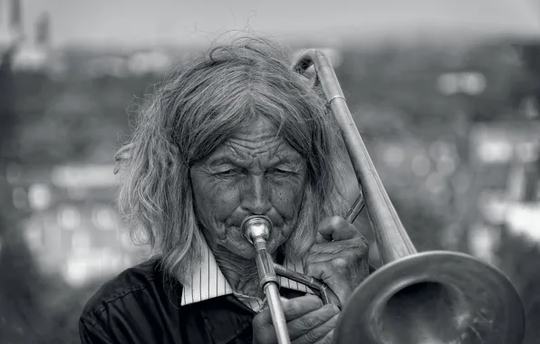 Картинка музыка, женщина, труба