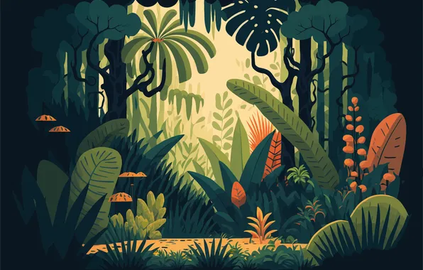 Лес, Зеленый, Фон, Джунгли, Jungle, Green, Background, Forest