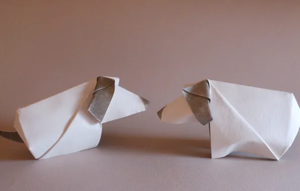 Собаки, бумага, оригами