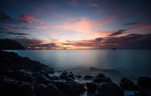 Thailand, sky, ocean, water, clouds, rocks, stones, reef