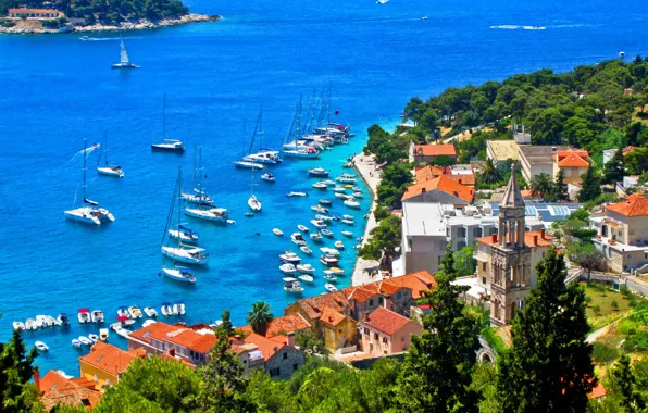 Яхты, набережная, Хорватия, Croatia, Ядран, Гвар, Hvar