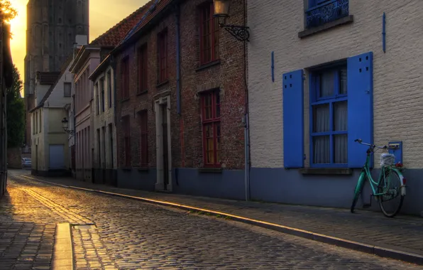 Картинка город, улица, утро, Bruges road