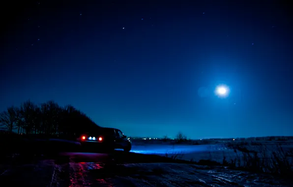 Ночь, луна, mercedes, mercedes-benz, мерседес, мерин, мерс, benz