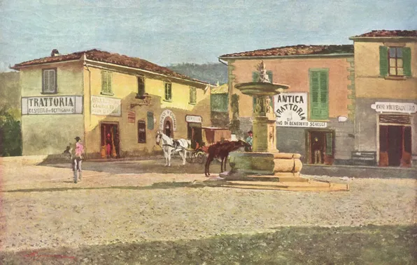 Картинка картина, живопись, painting, Telemaco Signorini, La piazzetta di Settignano