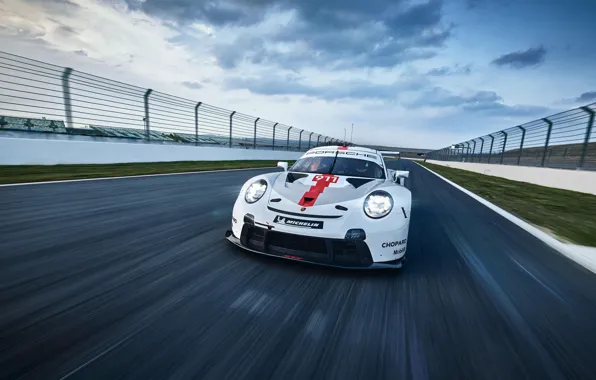 Скорость, Фары, Трасса, Porsche 911, 2020, Porsche 911 RSR
